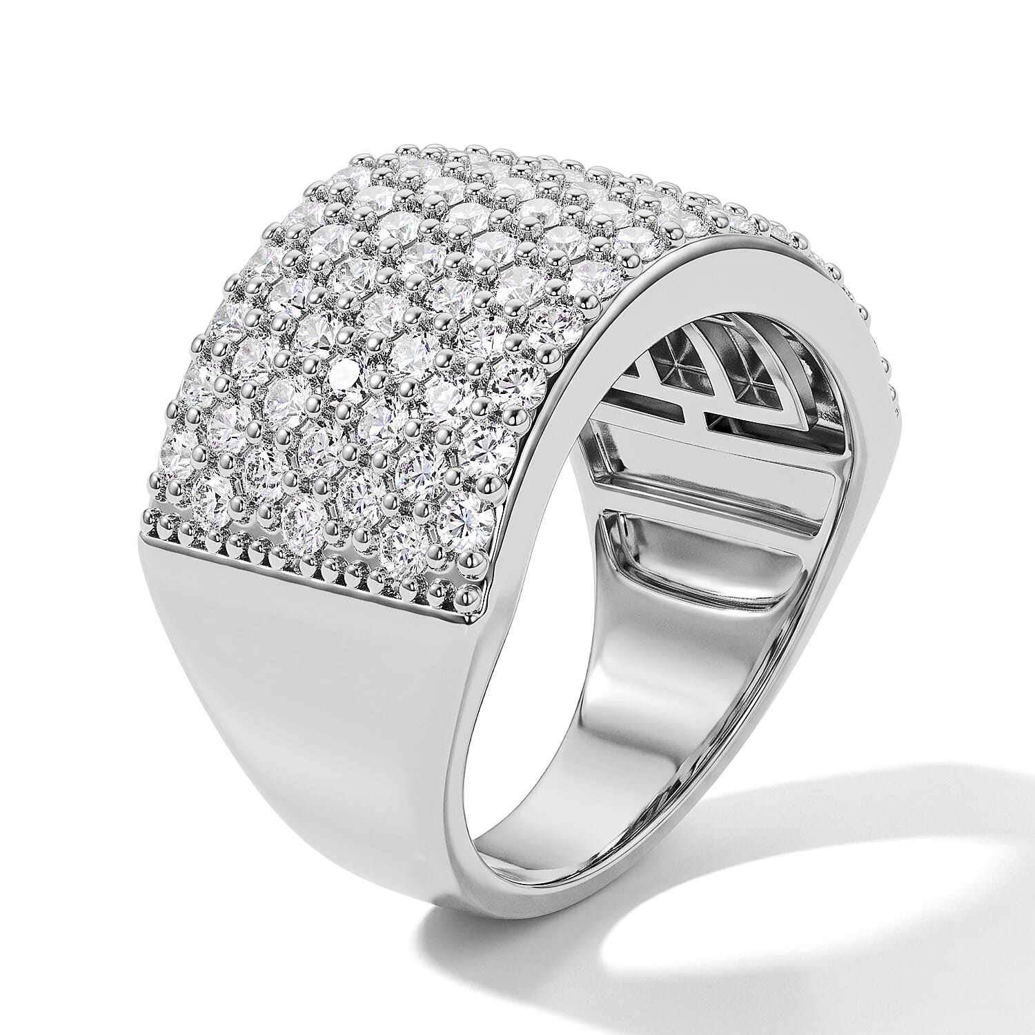 EverTrue Simulated Diamond Dome Ring in Silvertone (Size 5.0)