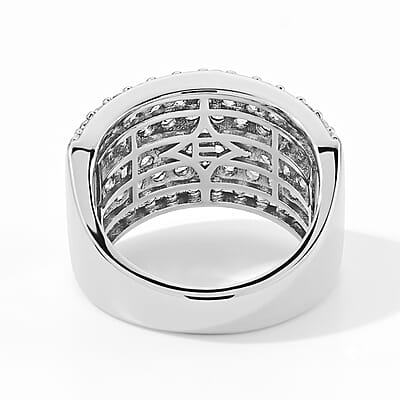 EverTrue Simulated Diamond Dome Ring in Silvertone (Size 5.0)