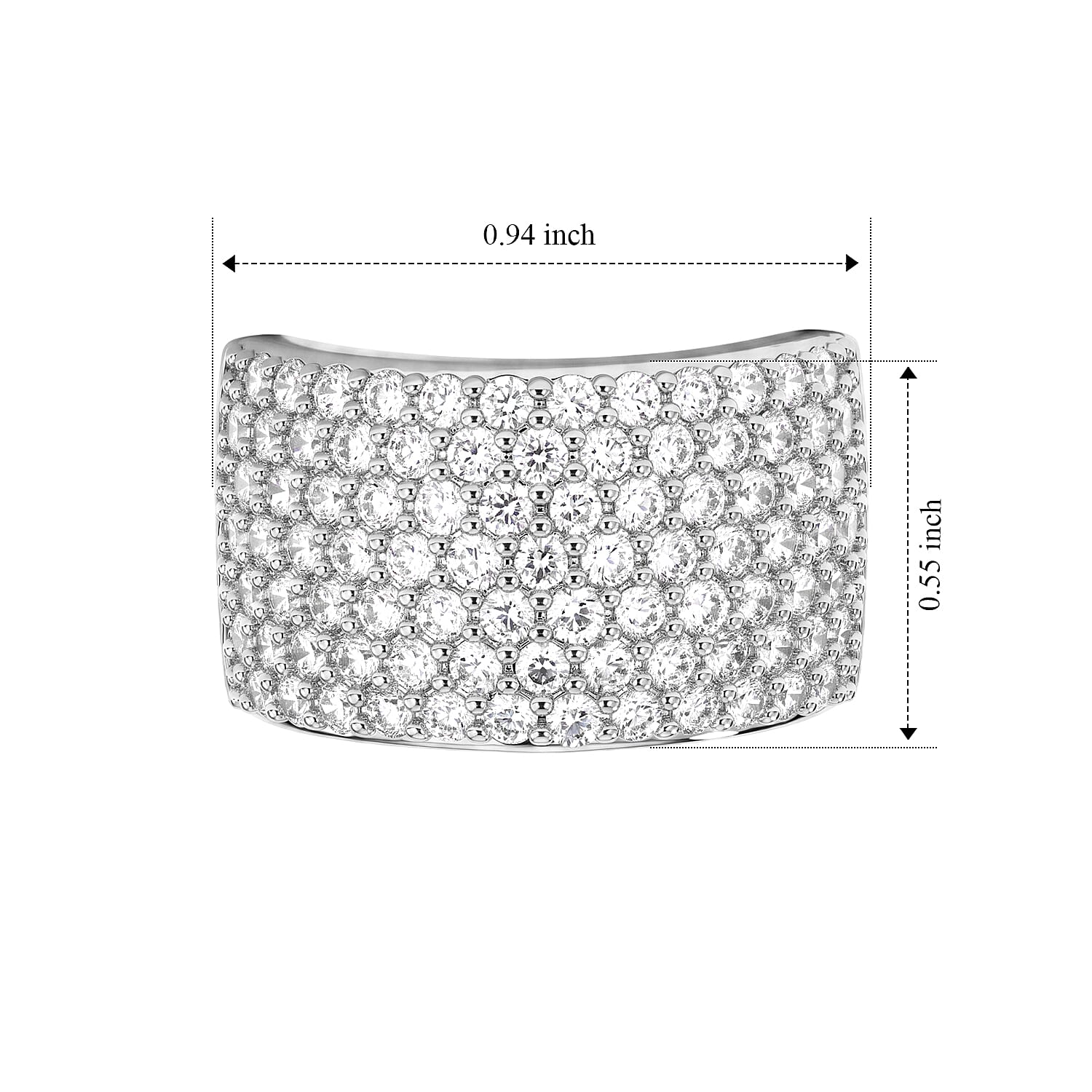EverTrue Simulated Diamond Dome Ring in Silvertone (Size 5.0)