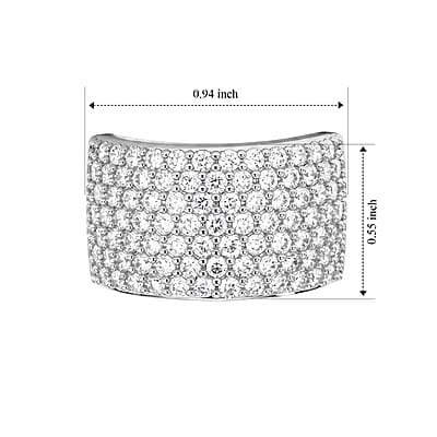 EverTrue Simulated Diamond Dome Ring in Silvertone (Size 5.0)