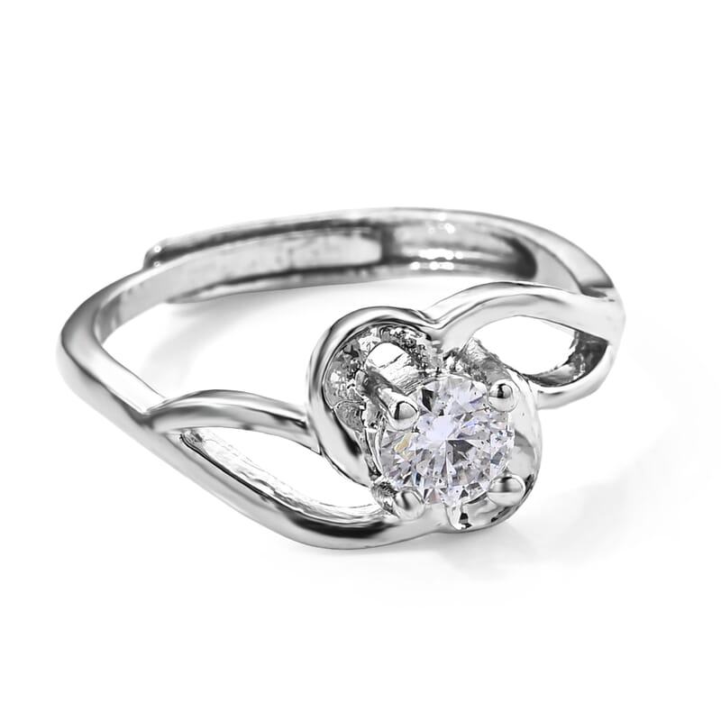 Moissanite 0.50 ctw Ring in Silvertone (Adjustable)