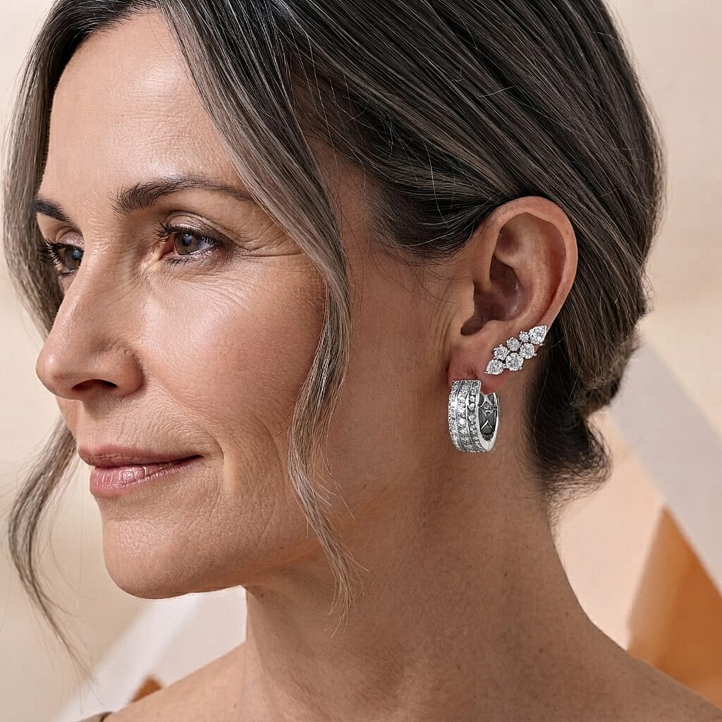 EverTrue Simulated Diamond Inside-out Hoop Earrings in Silvertone