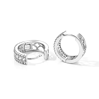 EverTrue Simulated Diamond Inside-out Hoop Earrings in Silvertone