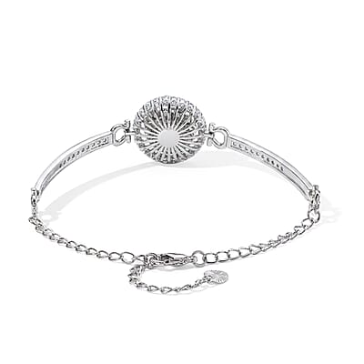Moissanite and Simulated Diamond 2.60 ctw Bracelet in Silvertone (Adjustable)