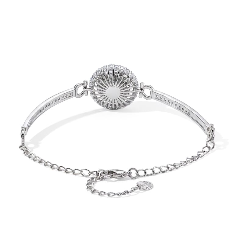 Moissanite and Simulated Diamond 2.60 ctw Bracelet in Silvertone (Adjustable)