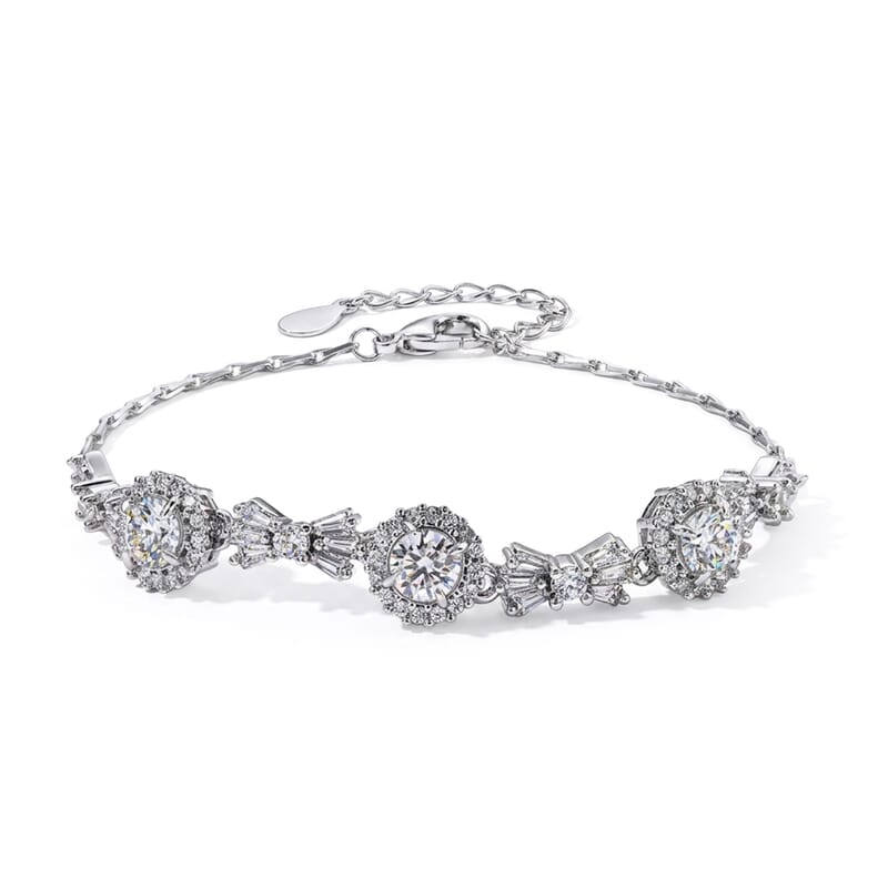 Moissanite and Simulated Diamond 1.80 ctw Bracelet in Silvertone (Adjustable)