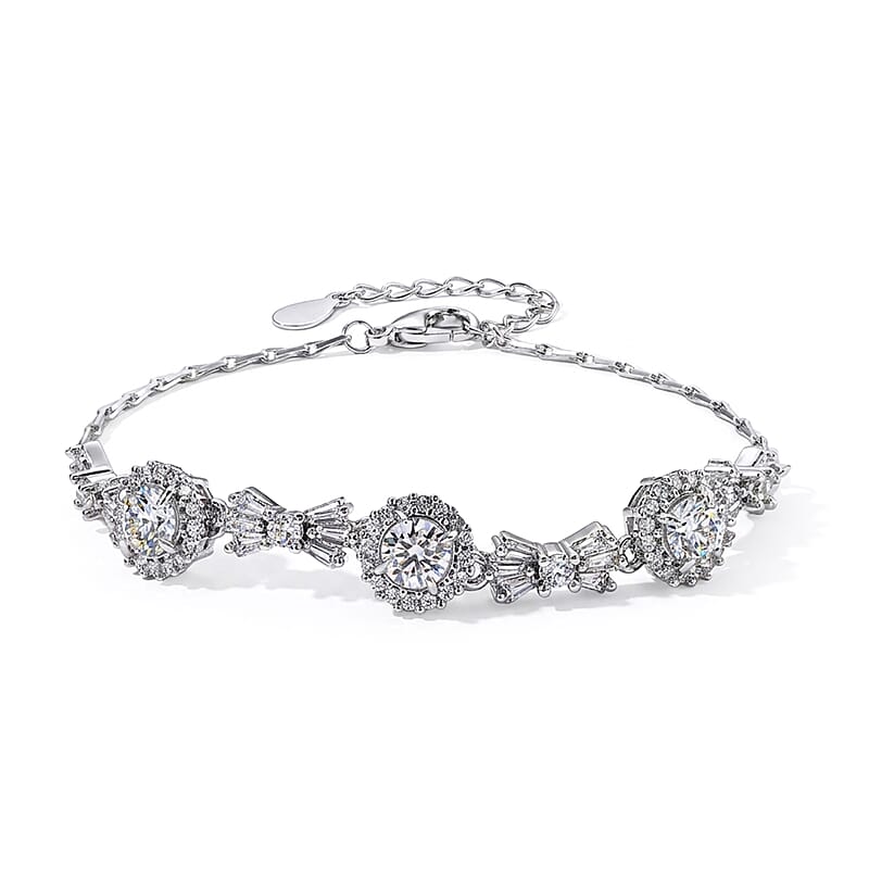 Moissanite and Simulated Diamond 1.80 ctw Bracelet in Silvertone (Adjustable)