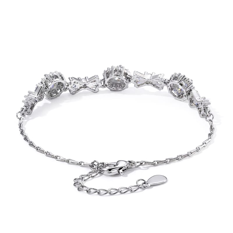 Moissanite and Simulated Diamond 1.80 ctw Bracelet in Silvertone (Adjustable)