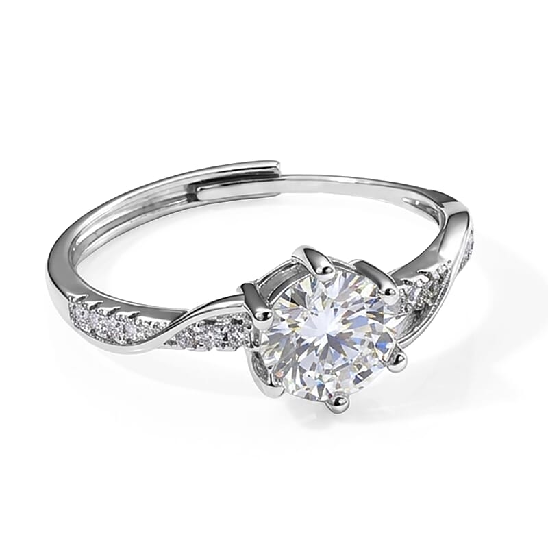 Moissanite and Simulated Diamond 1.30 ctw Bracelet in Silvertone (Adjustable)