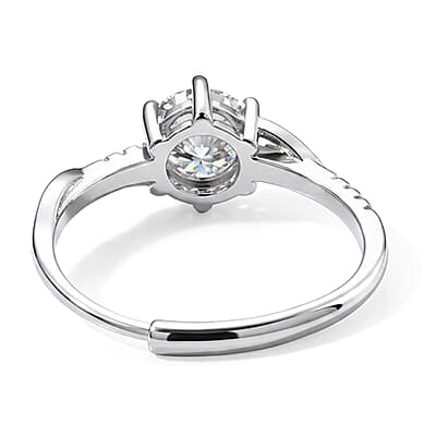 Moissanite and Simulated Diamond 1.30 ctw Bracelet in Silvertone (Adjustable)