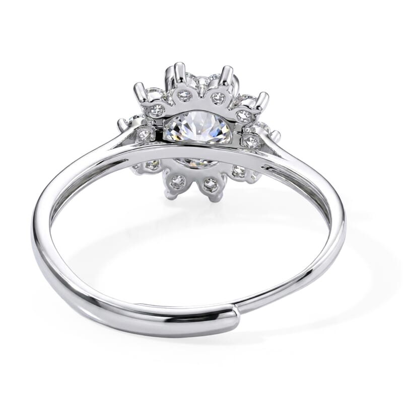 Moissanite and Simulated Diamond 1.20 ctw Ring in Silvertone (Adjustable)