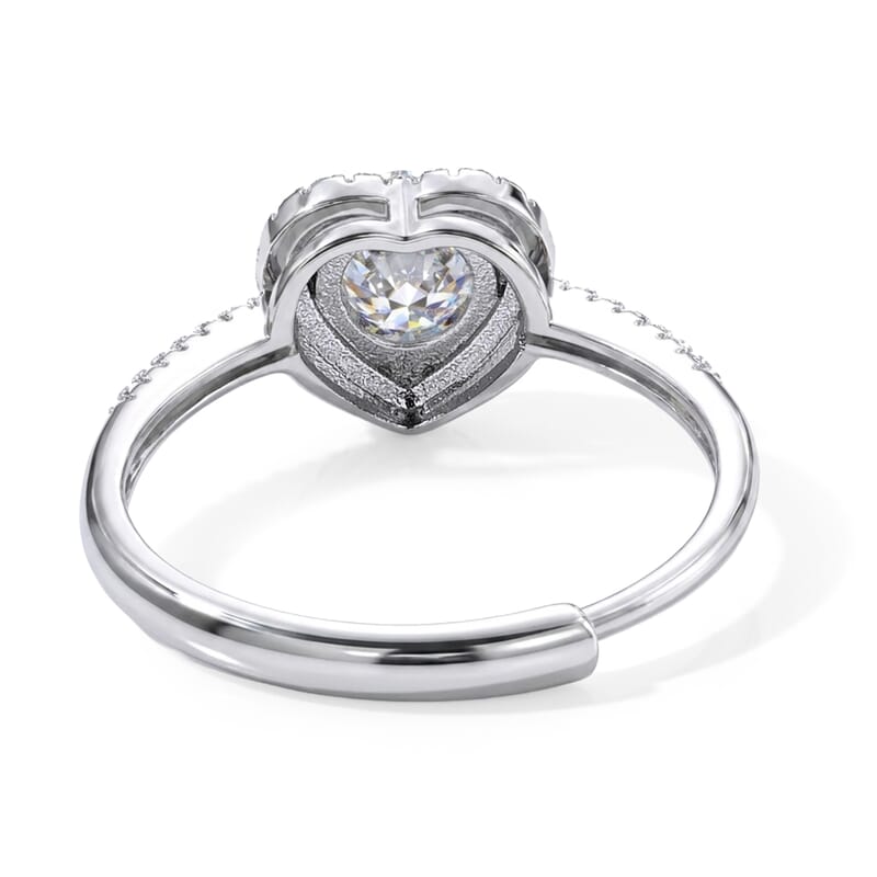 Moissanite and Simulated Diamond 1.30 ctw Ring in Silvertone (Adjustable)