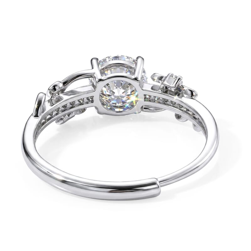 Moissanite and Simulated Diamond 1.30 ctw Ring in Silvertone (Adjustable)