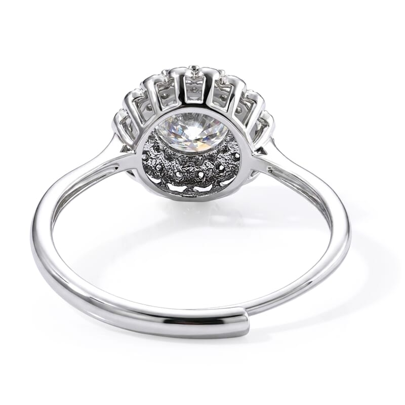 Moissanite and Simulated Diamond 1.40 ctw Ring in Silvertone (Adjustable)