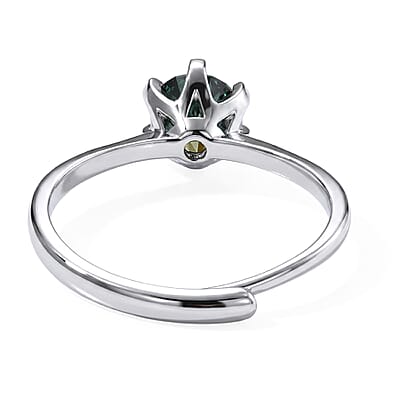 Green Moissanite 1.00 ctw Ring in Silvertone (Adjustable)