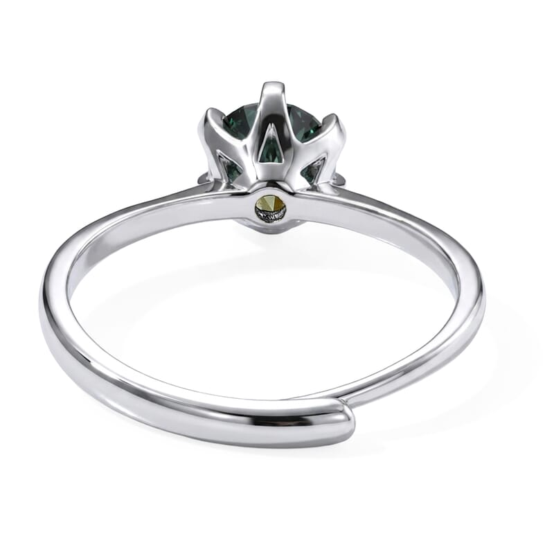 Green Moissanite 1.00 ctw Ring in Silvertone (Adjustable)