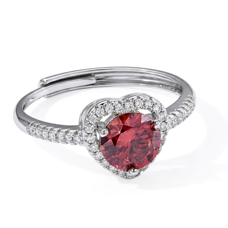 Red Moissanite and Simulated Diamond 1.40 ctw Ring in Silvertone (Adjustable)
