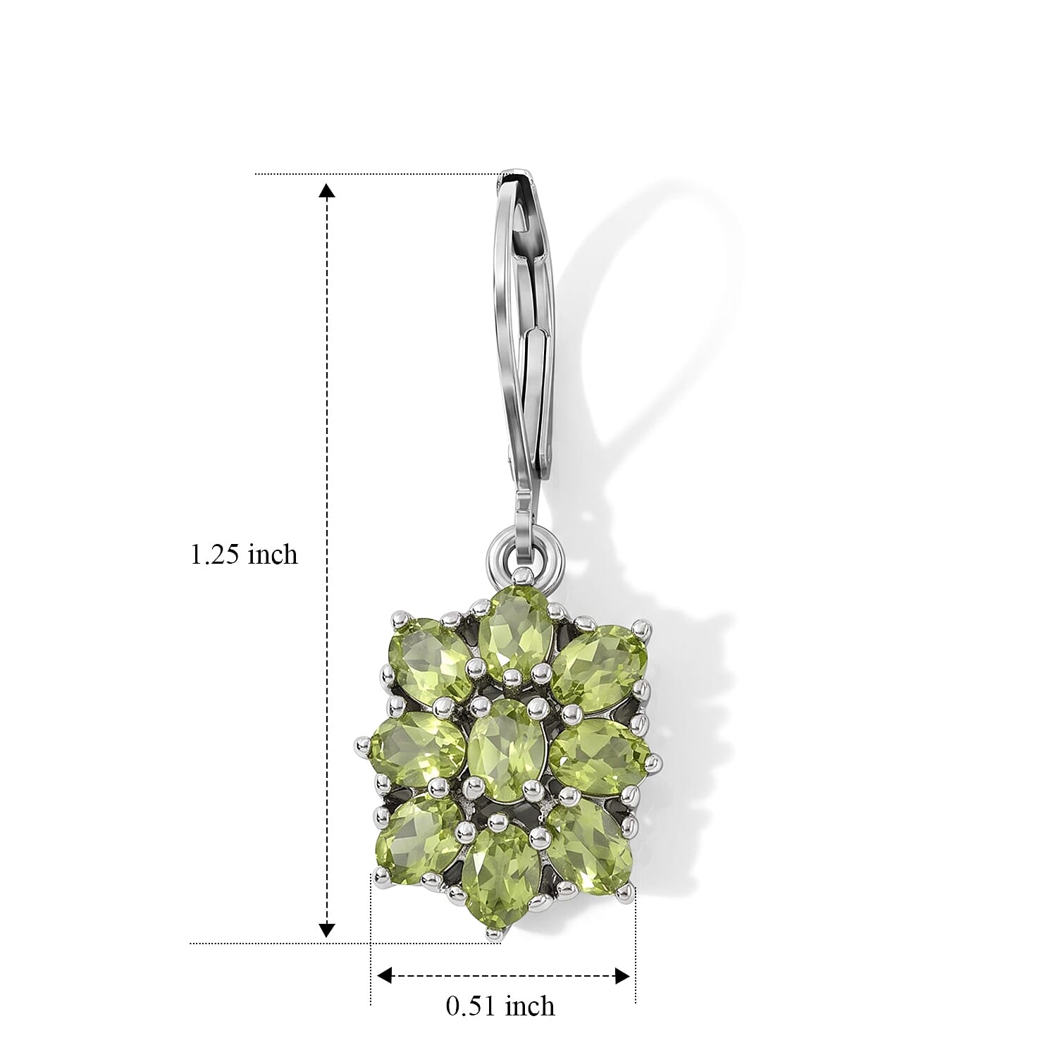 EverTrue Hebei Peridot 3.50 ctw Floral Earrings in Platinum Bond and Stainless Steel
