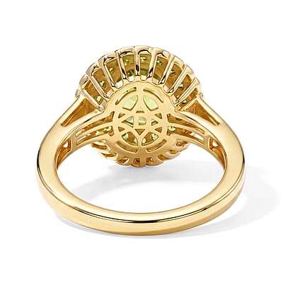 D'Joy Hebei Peridot and Chrome Diopside 2.30 ctw Ring in 18K Vermeil YG and Rhodium Over Sterling Silver (Size 6.0)