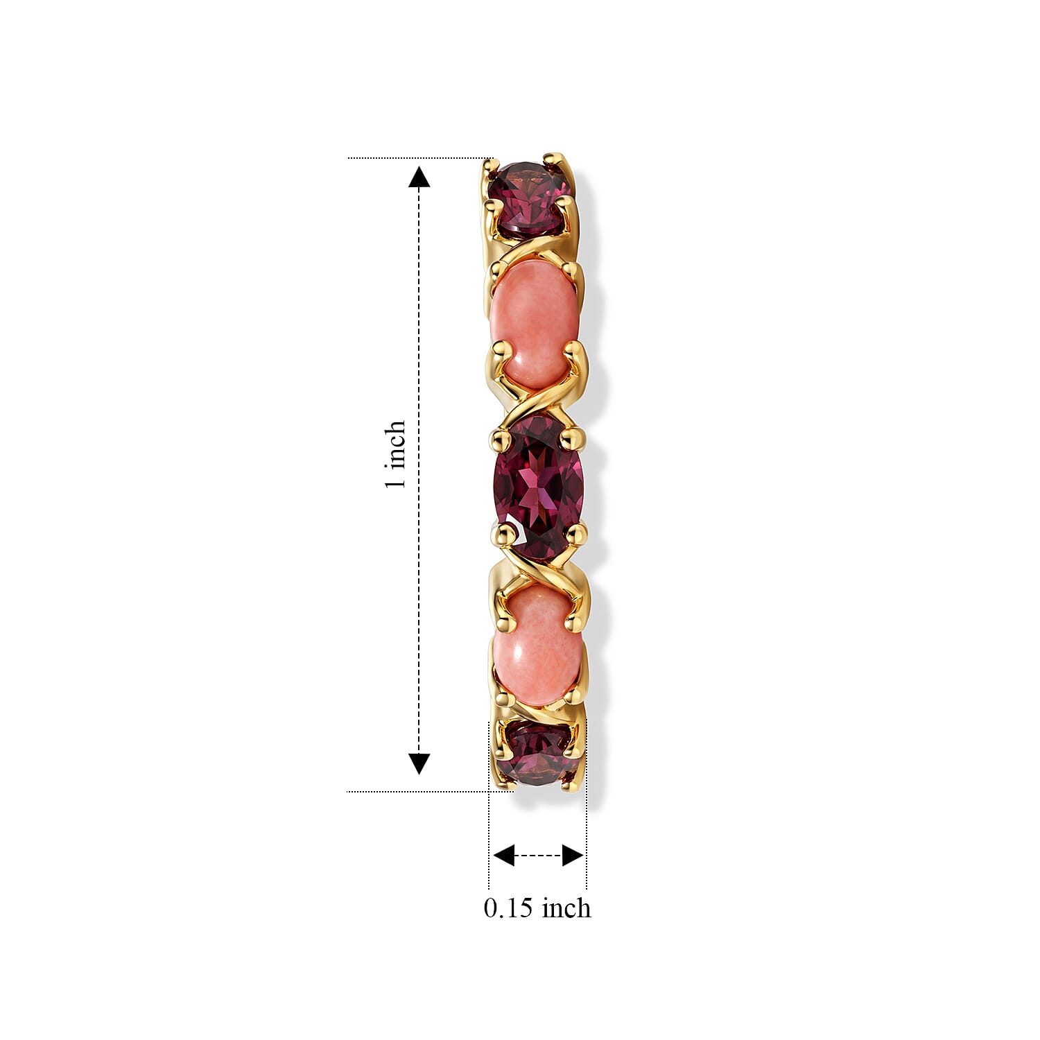 EverTrue Oregon Peach Opal and Orissa Rhodolite Garnet 2.50 ctw Hoop Earrings in 18K YG Plated