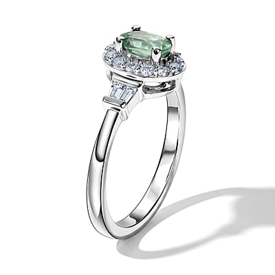 EverTrue Green Kyanite and Moissanite 1.00 ctw Ring in Platinum Bond (Size 6.0)