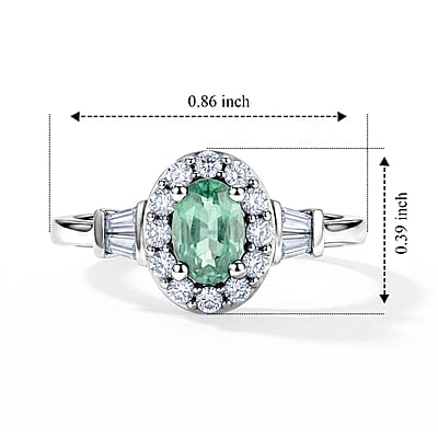 EverTrue Green Kyanite and Moissanite 1.00 ctw Ring in Platinum Bond (Size 6.0)