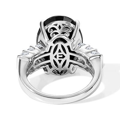 EverTrue Thai Black Spinel and Moissanite 11.00 ctw Ring in Platinum Bond (Size 6.0)