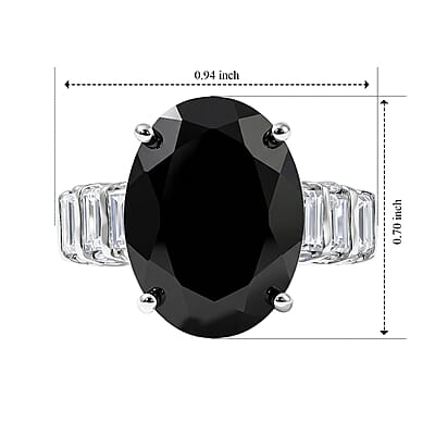 EverTrue Thai Black Spinel and Moissanite 11.00 ctw Ring in Platinum Bond (Size 6.0)