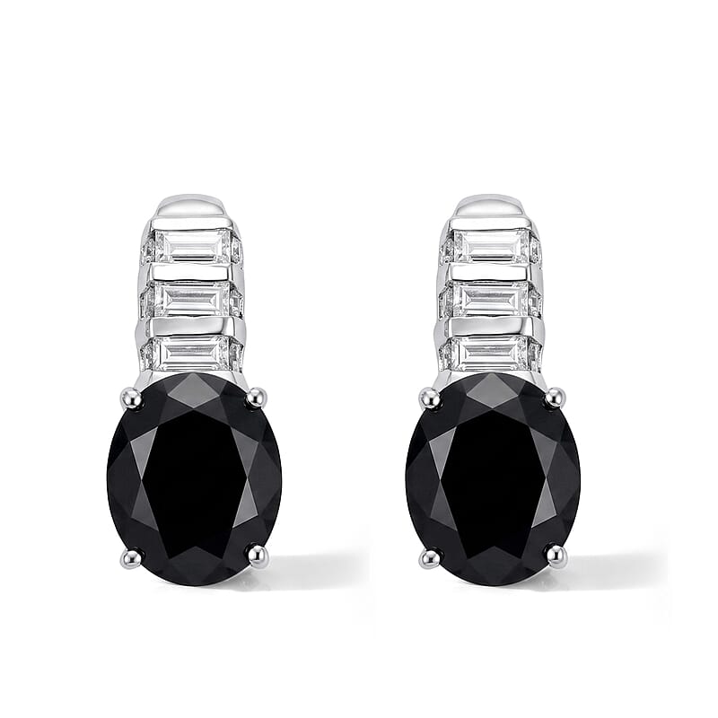 EverTrue Thai Black Spinel and Moissanite 13.25 ctw Earrings in Platinum Bond