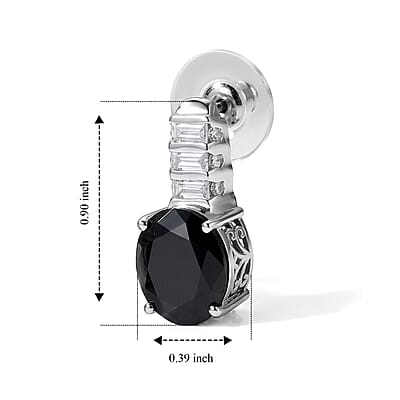 EverTrue Thai Black Spinel and Moissanite 13.25 ctw Earrings in Platinum Bond