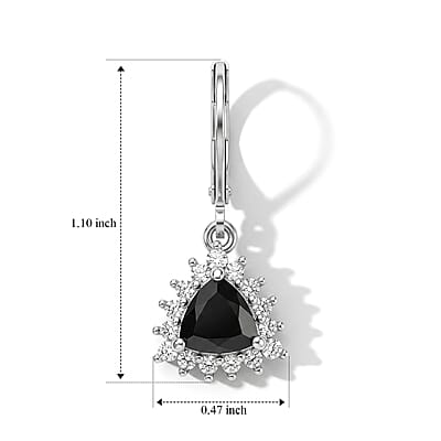 EverTrue Thai Black Spinel and White Zircon 4.00 ctw Earrings in Platinum Bond