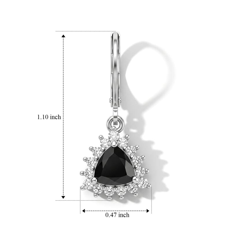 EverTrue Thai Black Spinel and White Zircon 4.00 ctw Trillion Majesty Earrings in Platinum Bond