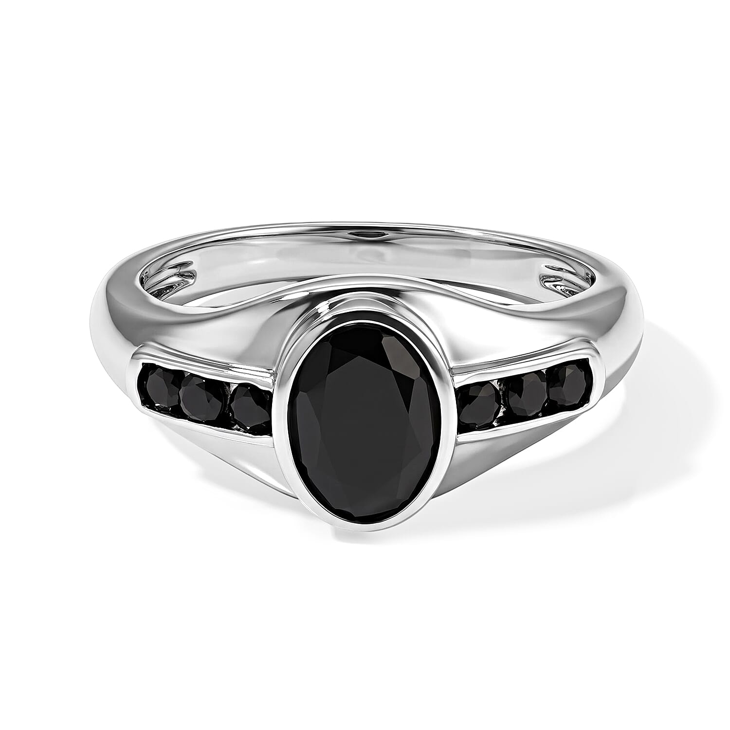 EverTrue Thai Black Spinel 1.75 ctw Ring in Stainless Steel (Size 6.0)