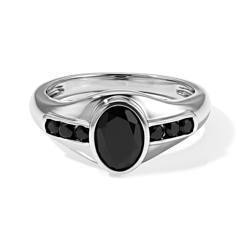 EverTrue Thai Black Spinel 1.75 ctw Ring in Stainless Steel (Size 6.0)