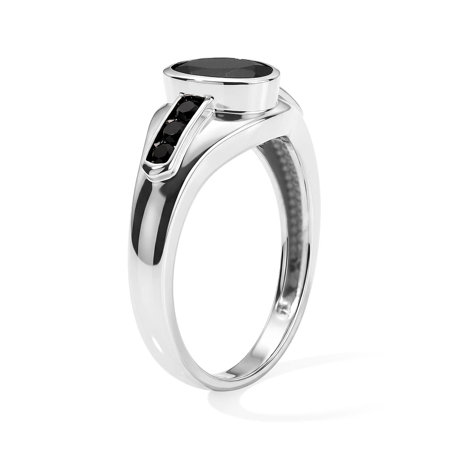 EverTrue Thai Black Spinel 1.75 ctw Ring in Stainless Steel (Size 6.0)