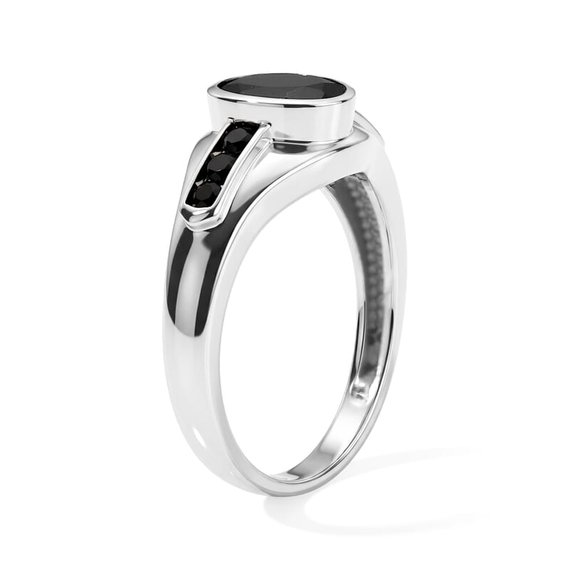 EverTrue Thai Black Spinel 1.75 ctw Ring in Stainless Steel (Size 6.0)