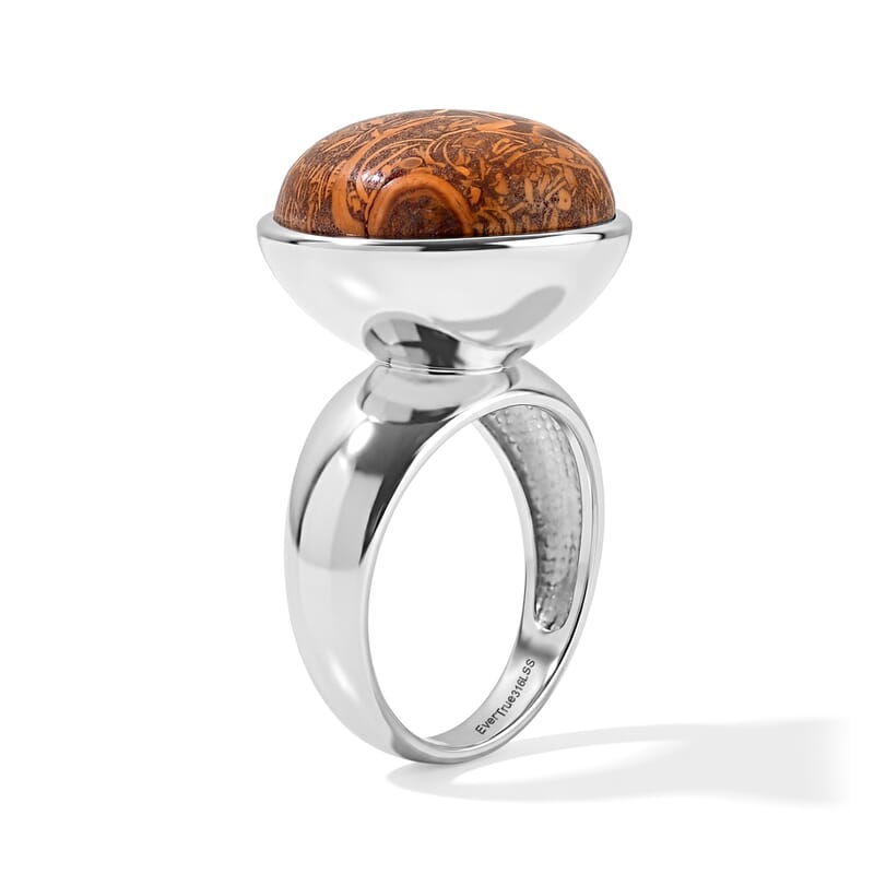 EverTrue Script Stone 18.10 ctw Solitaire Ring in Stainless Steel (Size 6.0)
