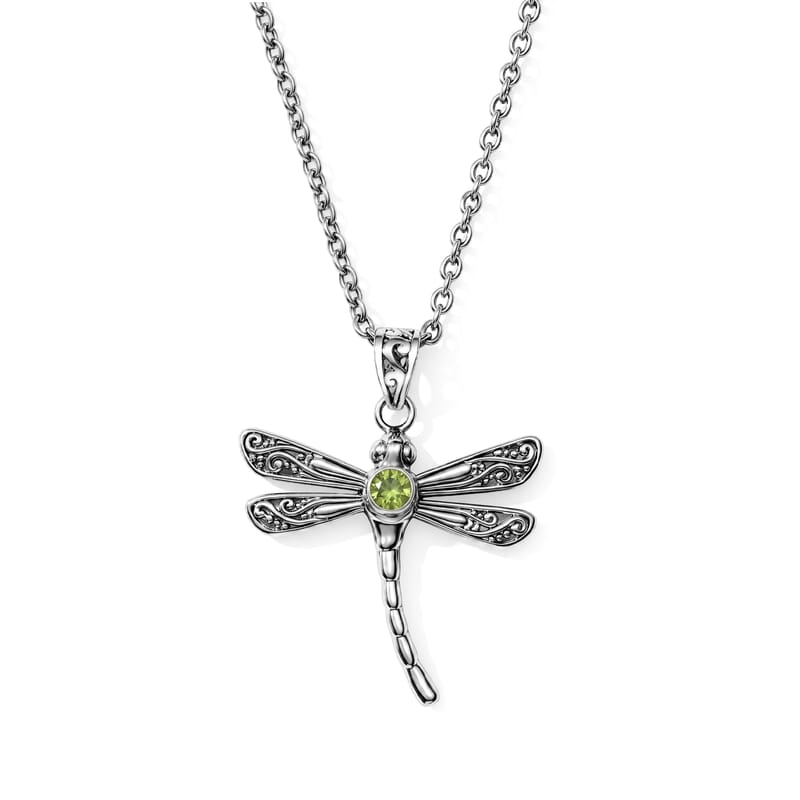 D'Joy Bali Legacy Hebei Peridot 0.30 ctw Dragonfly Pendant without Chain in Sterling Silver