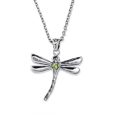 D'Joy Bali Legacy Hebei Peridot 0.30 ctw Dragonfly Pendant without Chain in Sterling Silver