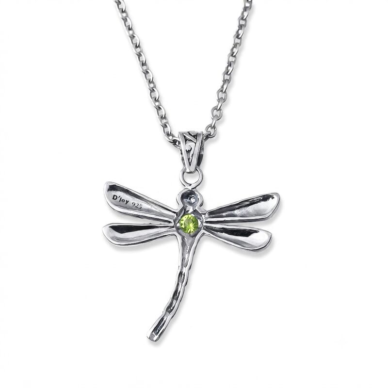 D'Joy Bali Legacy Hebei Peridot 0.30 ctw Dragonfly Pendant without Chain in Sterling Silver