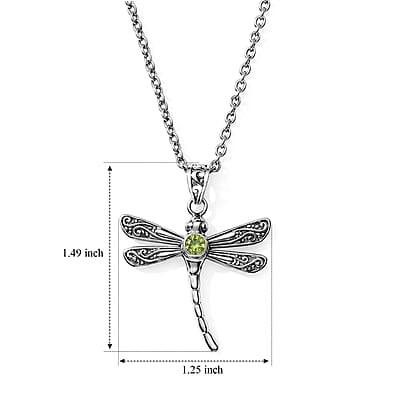 D'Joy Bali Legacy Hebei Peridot 0.30 ctw Dragonfly Pendant without Chain in Sterling Silver