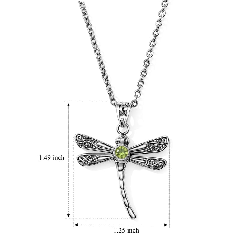 D'Joy Bali Legacy Hebei Peridot 0.30 ctw Dragonfly Pendant without Chain in Sterling Silver