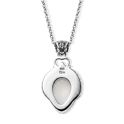 D'Joy Bali Goddess Carved Bone and Hebei Peridot 1.25 ctw Pendant without Chain in Sterling Silver