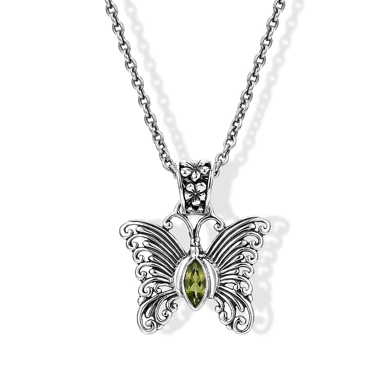 D'Joy Bali Legacy Hebei Peridot 0.60 ctw Butterfly Pendant without Chain in Sterling Silver