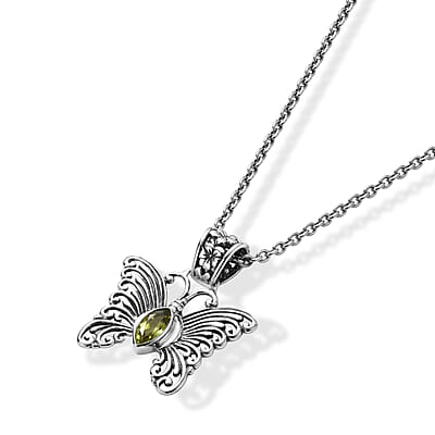 D'Joy Bali Legacy Hebei Peridot 0.60 ctw Butterfly Pendant without Chain in Sterling Silver