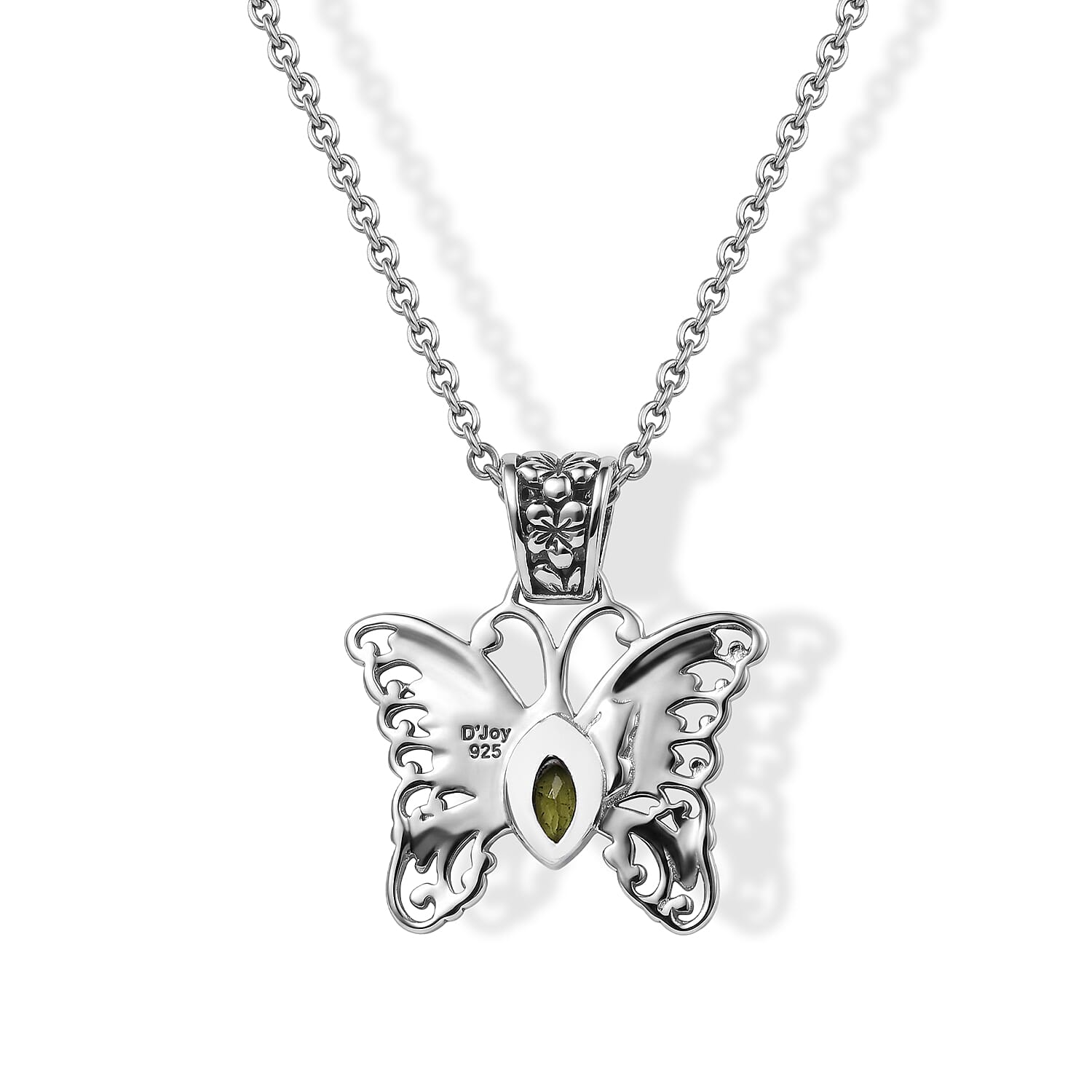 D'Joy Bali Legacy Hebei Peridot 0.60 ctw Butterfly Pendant without Chain in Sterling Silver