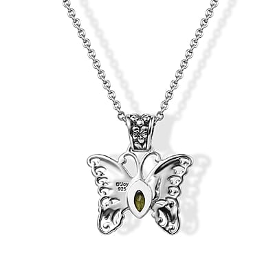 D'Joy Bali Legacy Hebei Peridot 0.60 ctw Butterfly Pendant without Chain in Sterling Silver