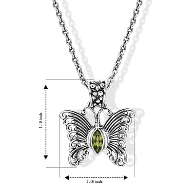 D'Joy Bali Legacy Hebei Peridot 0.60 ctw Butterfly Pendant without Chain in Sterling Silver