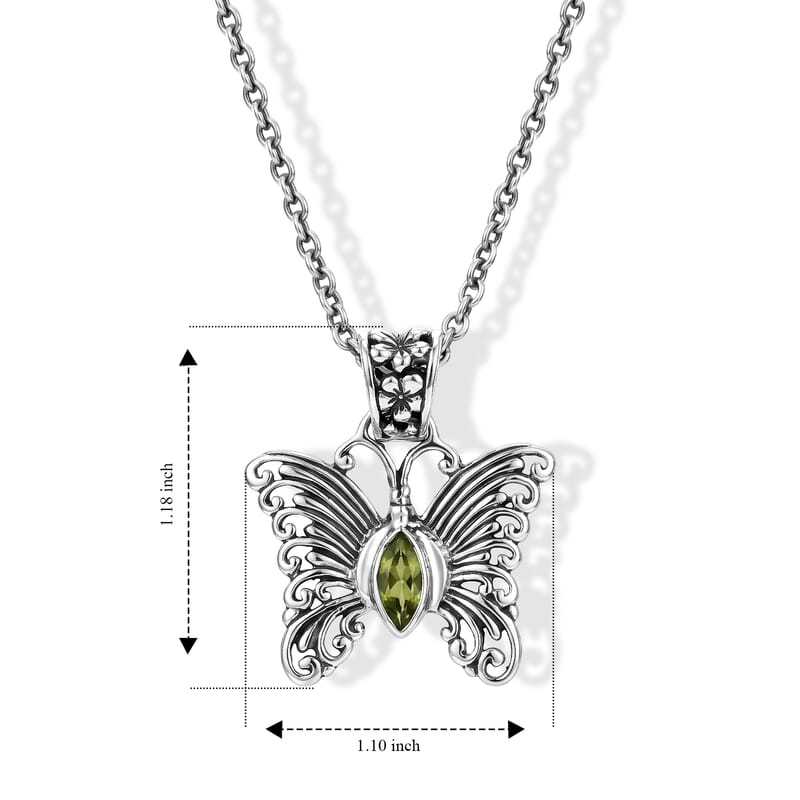 D'Joy Bali Legacy Hebei Peridot 0.60 ctw Butterfly Pendant without Chain in Sterling Silver