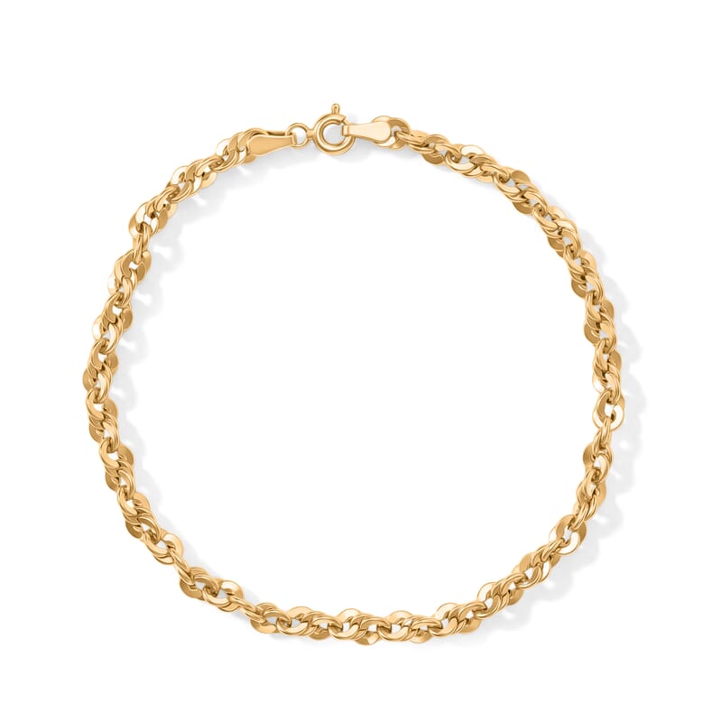 Italian 3.8mm Spirali Oro Chain Bracelet in 14K Yellow Gold (7.50 In) 2.10 Grams